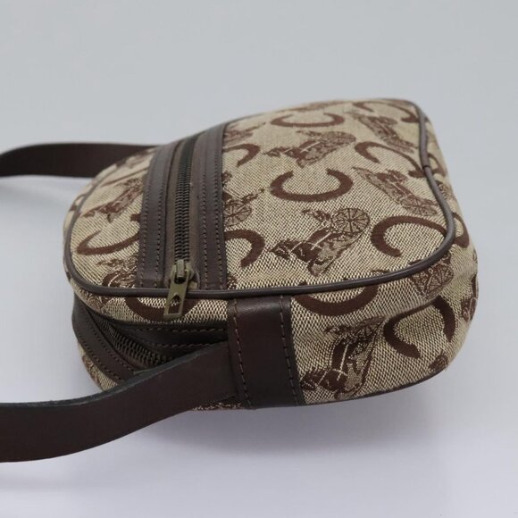 CELINE C Sulky Shoulder Bag Canvas Leather Beige Brown Auth EC715 - Picture 4 of 16